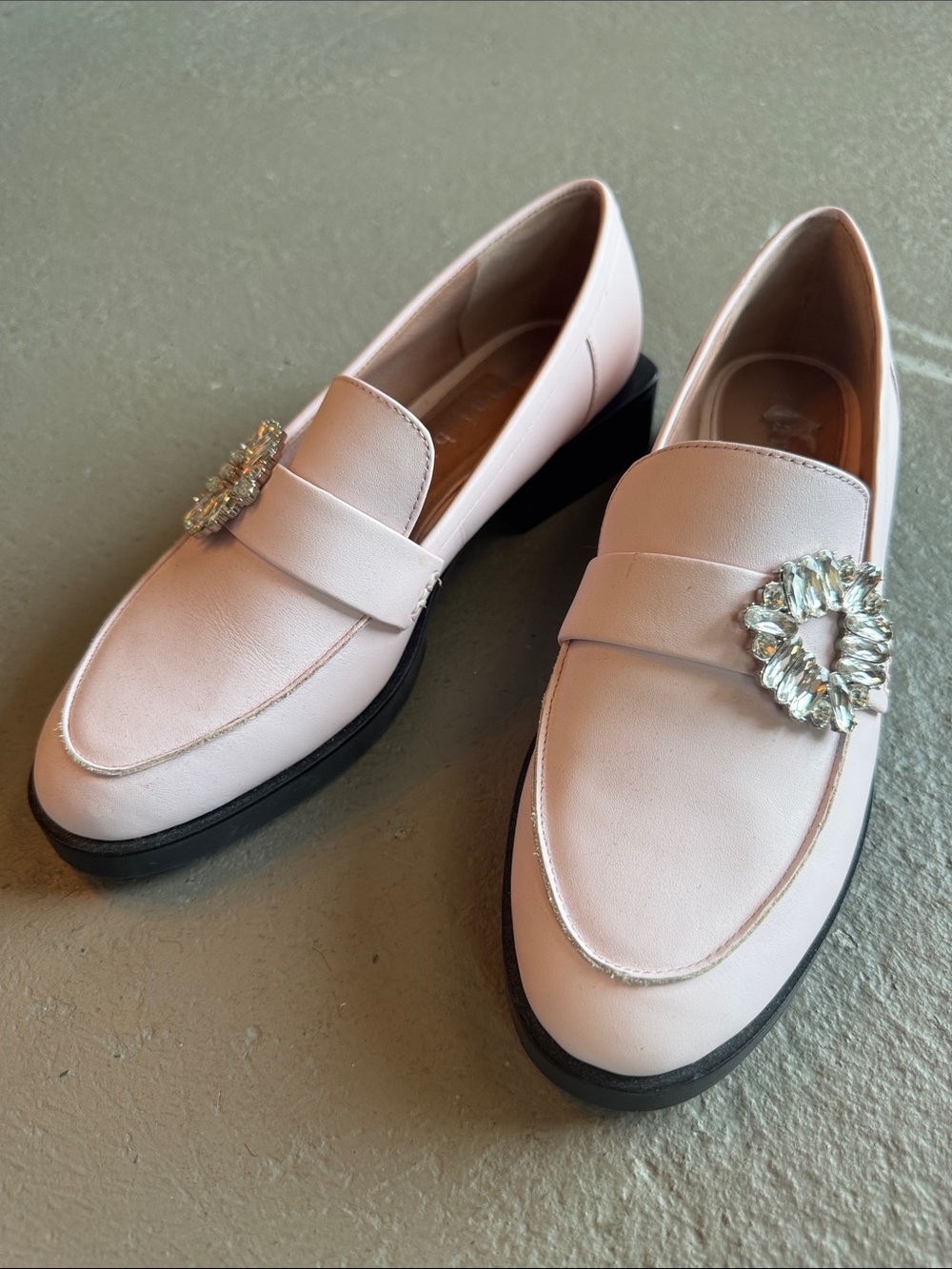 Gianni Bini Pale Pink Crystal-Embellished Loafers